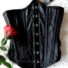 Черный Натуральная Воловья кожа кожаный корсет под грудь XS S M L XL XXL 3XL 4XL 5XL 6XL