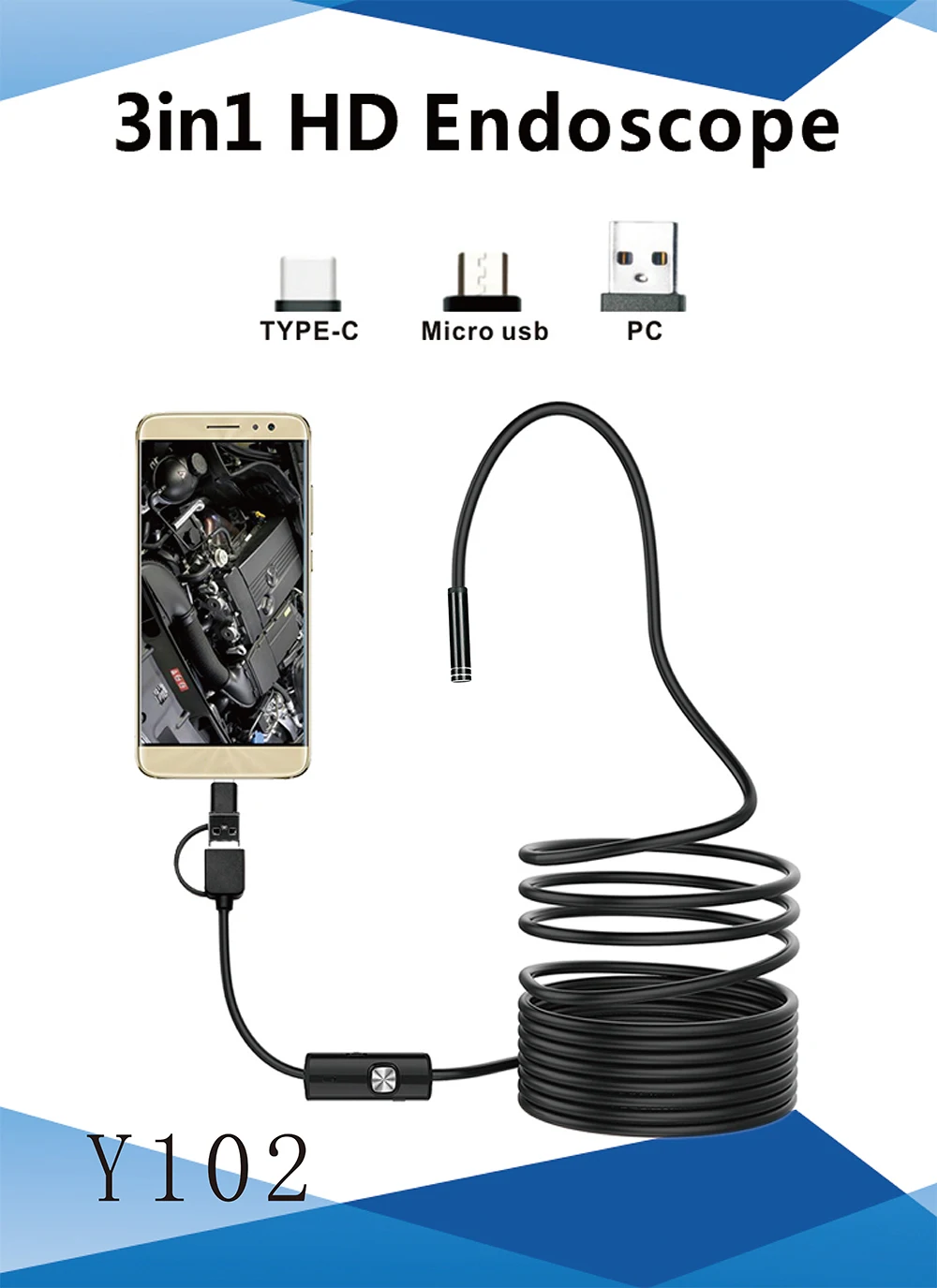 3 in1 эндоскоп IP67 Водонепроницаемый Камера 480 P Android Тип usb-C 5,5/iPhone 7 Plus/8 мм мини-объектив Камера 1/2/3,5/5/10 м кабель для смартфона