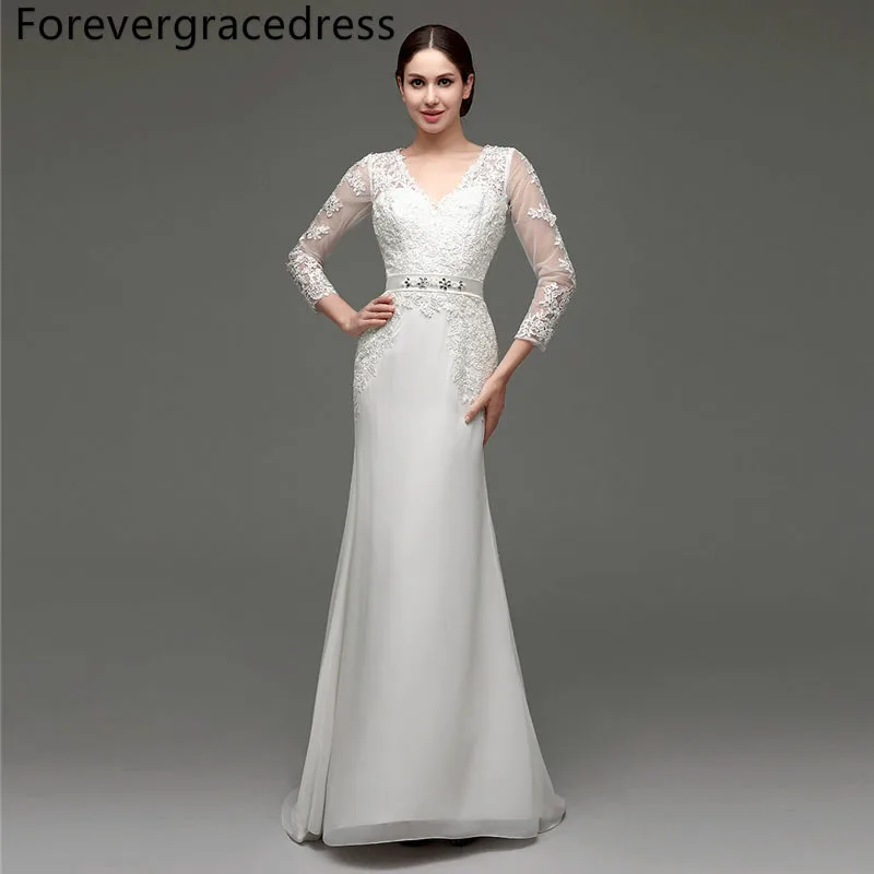

Forevergracedress Vintage Cheap Wedding Dress Mermaid Beaded Sashes Applique Chiffon Long Bridal Gown Plus Size Custom Made