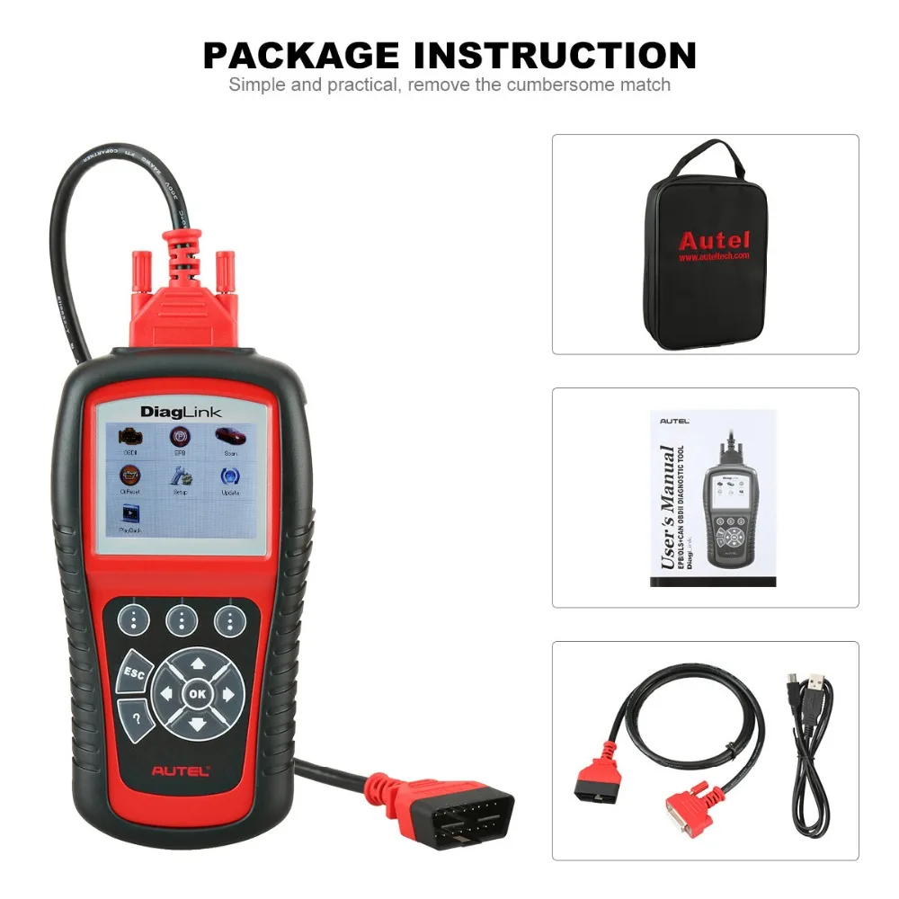 Autel Diaglink OBDII Автомобильный диагностический инструмент OBD2 сканер Все системы DIY