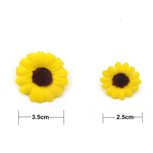 Artificial Flowers Fake Flower Heads Small Silk Sunflower Handmake Head Wedding Decoration DIY Wreath Gift Scrapbooking Craft Party Festival Home