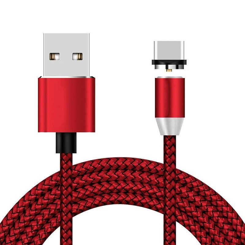 Магнитный кабель Micro USB, кабель usb type-C для samsung A50 A70 A7, магнитный кабель для iPhone, зарядный кабель USB для мобильного телефона - Цвет: Red Cable and Plug