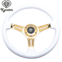 С золотым спицом 14 дюймов плоское рулевое колесо окрашенное цветное NOB классическое 350 мм ABS Автомобильное рулевое колесо