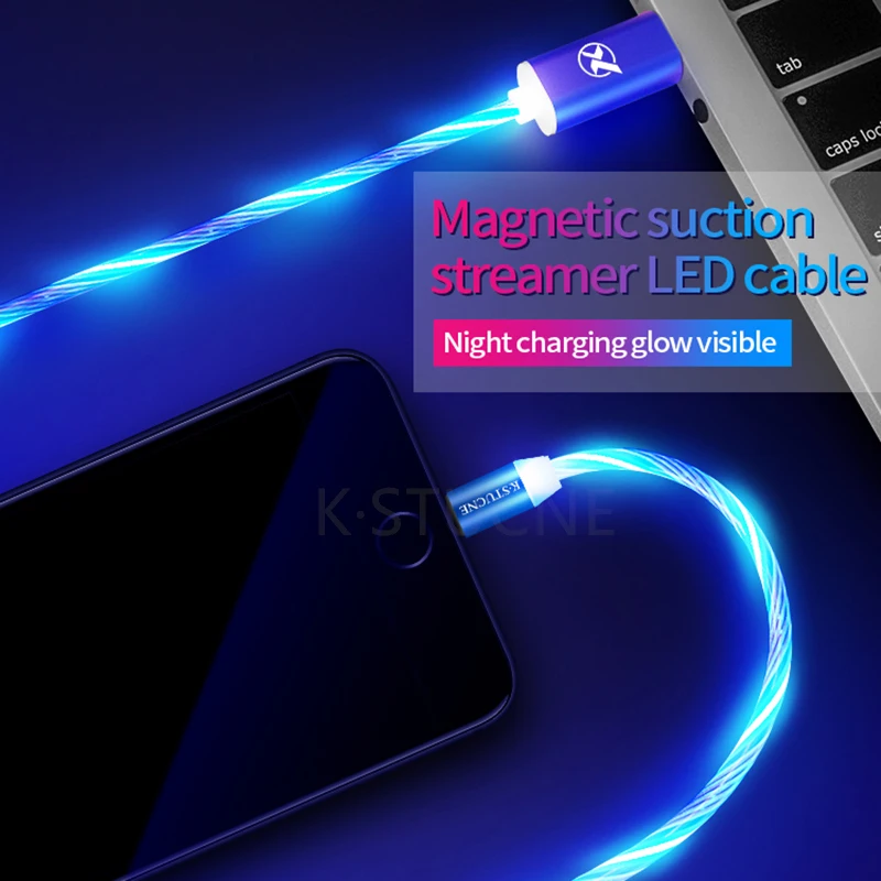 Магнитный кабель-светильник для быстрой зарядки, магнитный кабель Micro usb type C для iPhone samsung S9 S10 светодиодный кабель type-C для зарядного устройства