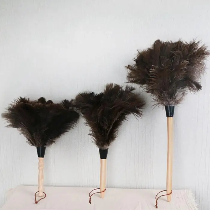 Перьевая меховая щетка Duster Dust Чистящая деревянная ручка инструмента Антистатическая мягкая для дома TT-best