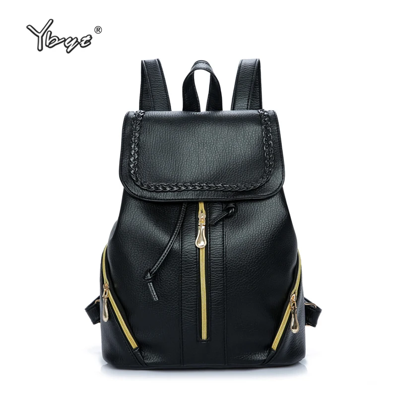 

YBYT Female Drawstring PU Leather Backpacks Teenager Girls Casual School Bags Women Black Backpacks Vintage Female Shoulder Bag