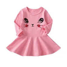 Vestido infantil/платье с длинными рукавами и принтом милых глаз для маленьких девочек, одежда для юбилея, повседневные платья для первого дня рождения