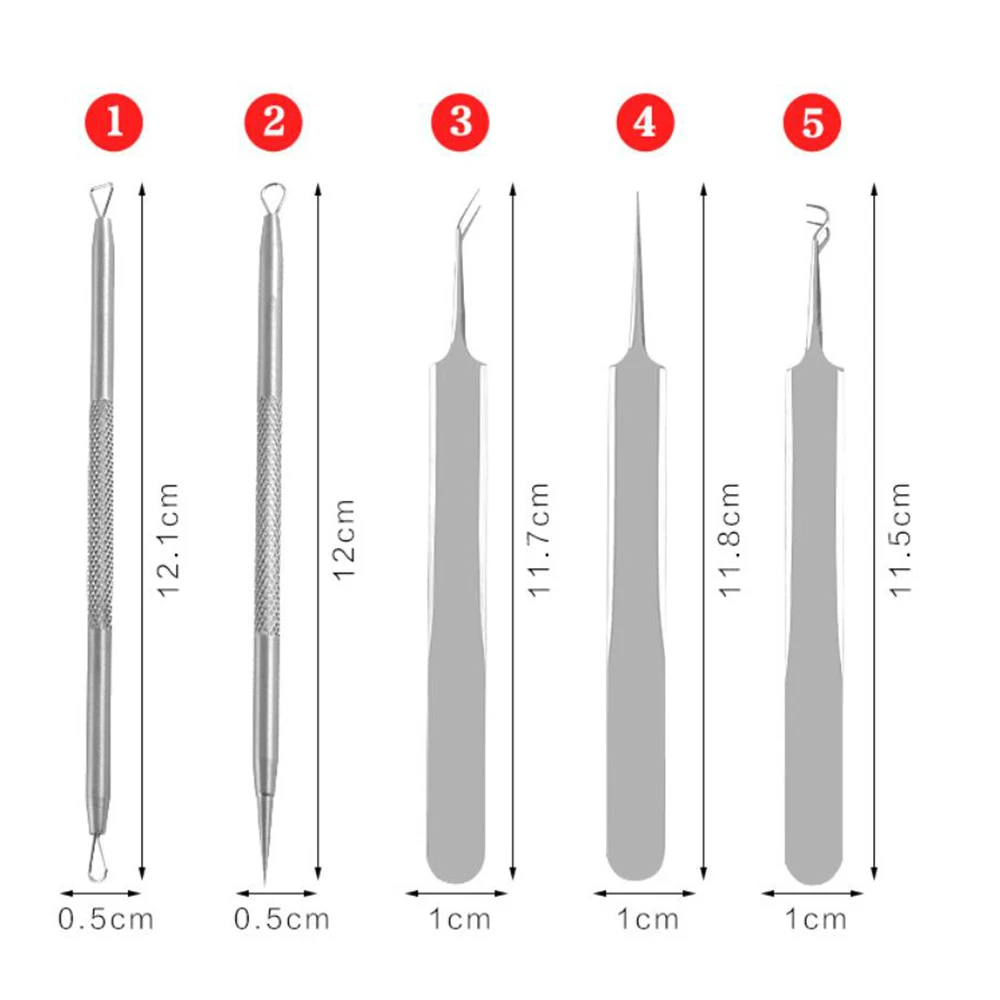 5 шт./компл. черноголовых удаления соковыжималка экстрактор для Vacum комедонов инструмент для удаления прыщей игла зажим набор пинцетов пятна очиститель Уход за лицом инструменты