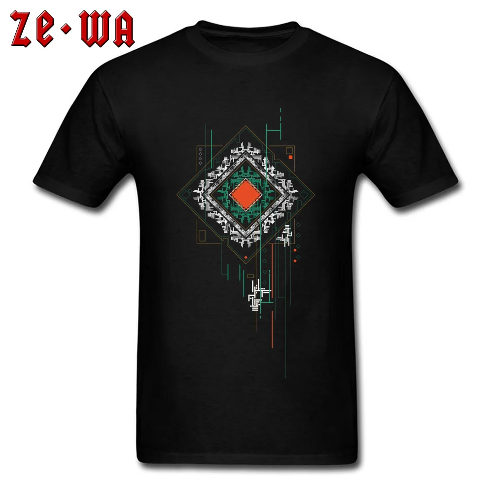 CPU geometric programmer art Casual Summer Cotton O-Neck Man Tops T Shirt Custom Sweatshirts Hot Sale Short Sleeve T Shirt CPU geometric programmer art black