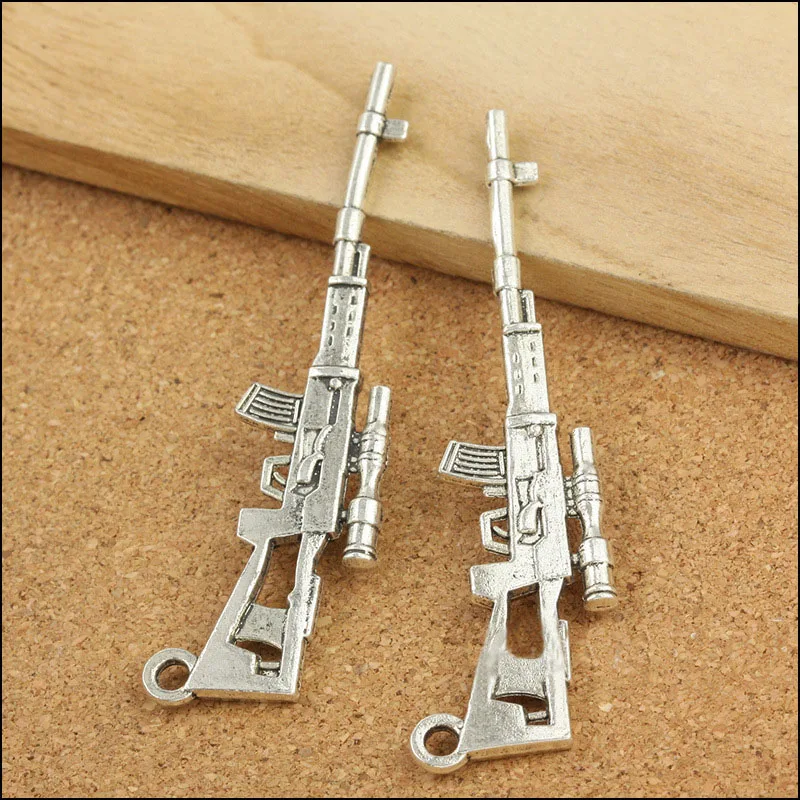 Fashionable 1 Pieces 80mm*17mm Antique Silver Plated weapon charms