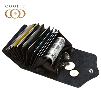 

Coofit Business Card Holder Black Double Hasp Designer Credit Card Holder Men Women Coin Purse High Quality Leather porte carter