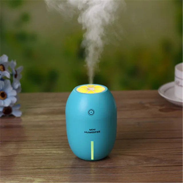 Mini lemon humidifier DC 5V with led light 100 pcs /lot sky blue/yellow
