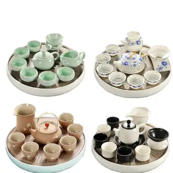 

Home use Chinese Ru kiln Kung Fu teaware Set Teapot cups set ceramic dry tea tray sets Japanese simple small tea table tea sea
