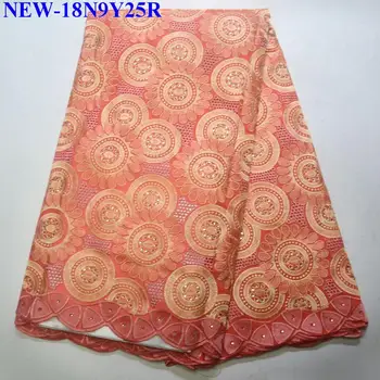 

Peach Dry Lace Fabric Swiss Voile With Stones Swiss Cotton Lace High Quality 2018 African Lace Fabrics For Wedding Dress AZ013