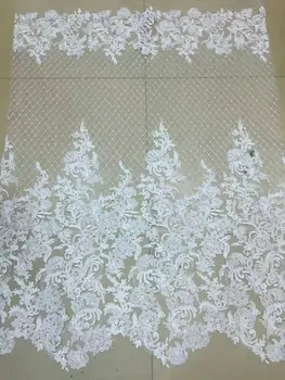 

2017 Latest Nigerian French Lace Fabric S18 High Quality embroidered African Tulle Lace Fabric For Wedding in white