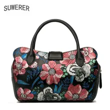 Сумка из натуральной кожи Новая Роскошная ручная Раскрашенная Цветочная сумка модная сумка через плечо женские сумки Boston pack