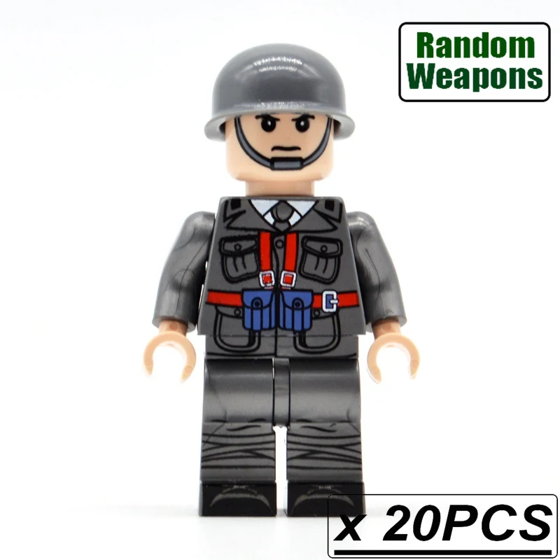  20PCs/lot WW2 Italian Soldiers French Army Military with Weapons Building Blocks Bricks Figurine Gi