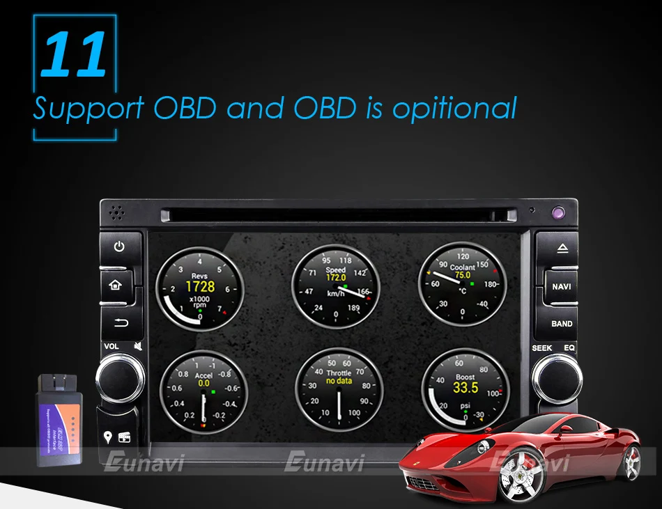 Sale Eunavi Quad Core Universal 2 Din Android 9.0 Car radio dvd multimedia Player Capacitive Touch Screen Audio Stereo GPS Navigation 17