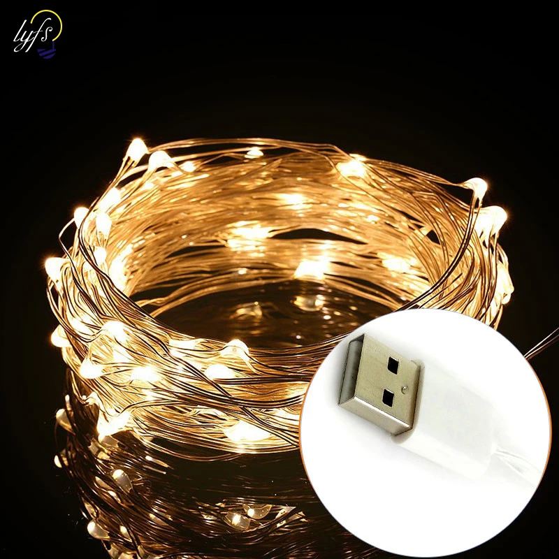 

LYFS 5m 50 LED USB Power Copper Wire LED String Lights For Holiday Party Wedding Garland Christmas Decoration Lamp