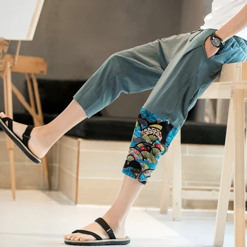 

2019 chinese style men's black doodle print trousers jogger men's pants casual slim fit men's fitness sweatpants