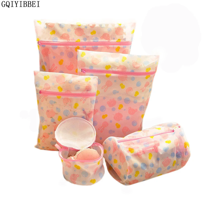 

5 Pcs/set Nylon Mesh Laundry Bag Wash Machine Aid Protect Lingerie Laundry Basket Home Organizer Bra Washing Bags For Clothes