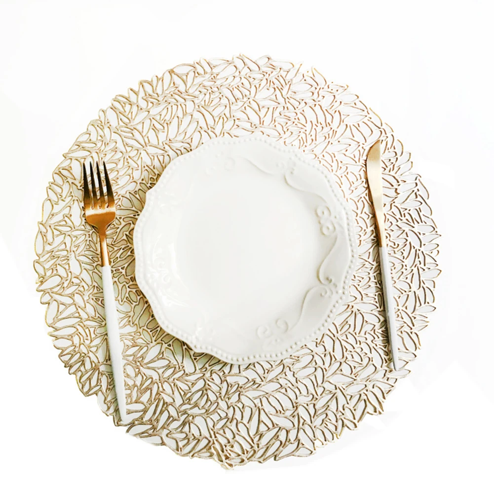

Table Placemats Non Slip Mats Home Decoration Pvc Placemat For Dinner Round Hollow Heat-Insulated Pad Desktop Kitchen Decor