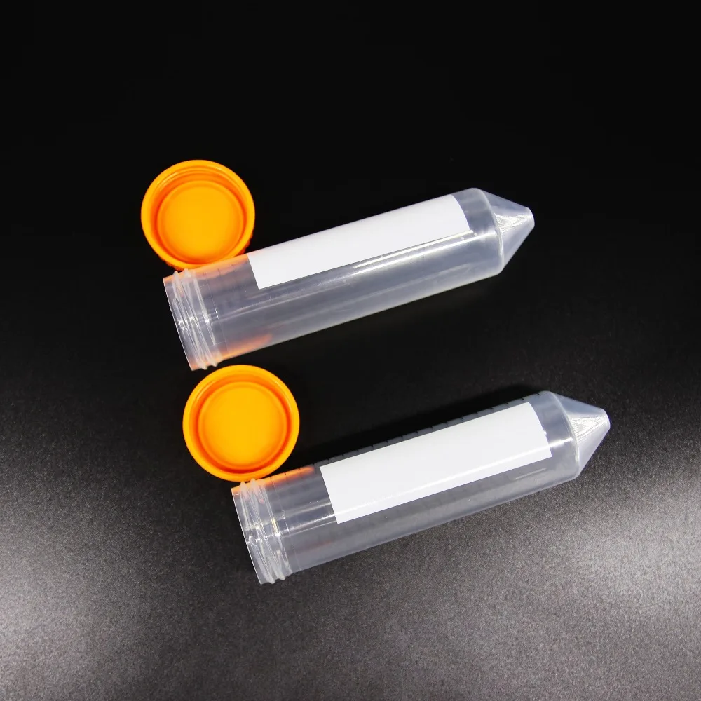 25Pcs Conical Centrifuge Tube 50ml Plastic Screw Cap Cusp Bottom Test Tubes