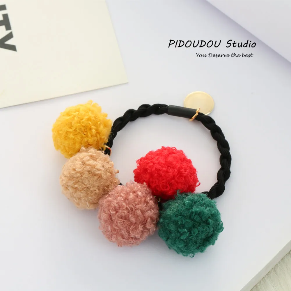 Cute Pom Balls Elastic Hair Ties Girls' Fashion Toddlers' Hair ties