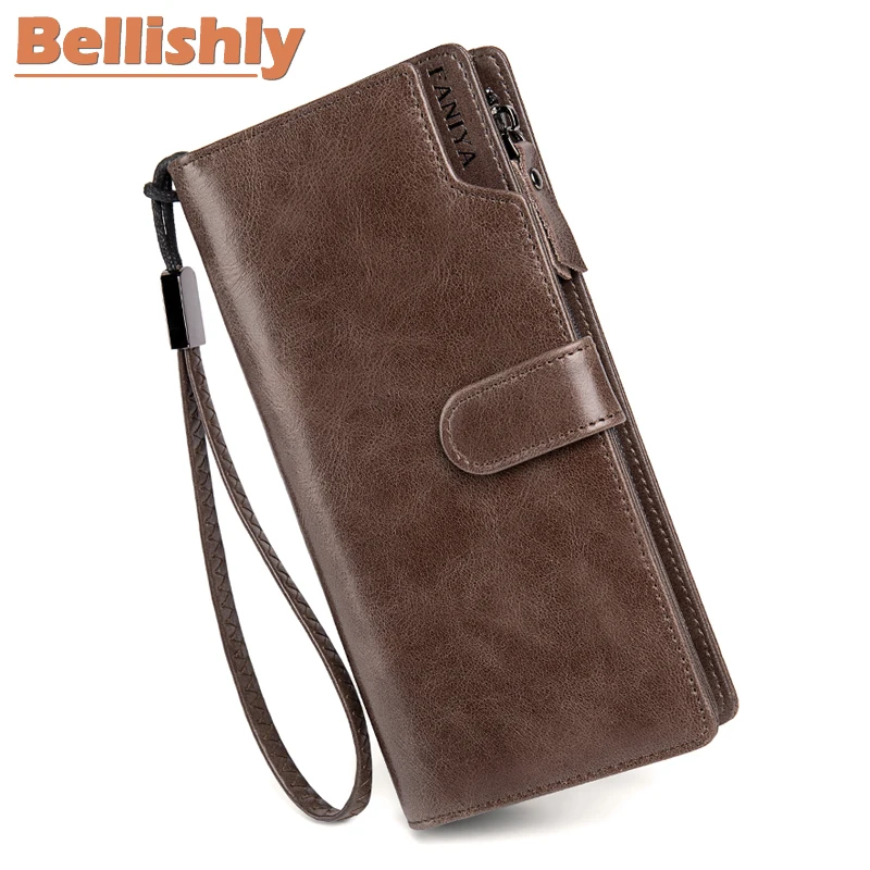 

Bellishly Men Genuine leather wallet Men's fashion phone purse for man Leisure luxury Male Long monedero Business cartera hombre