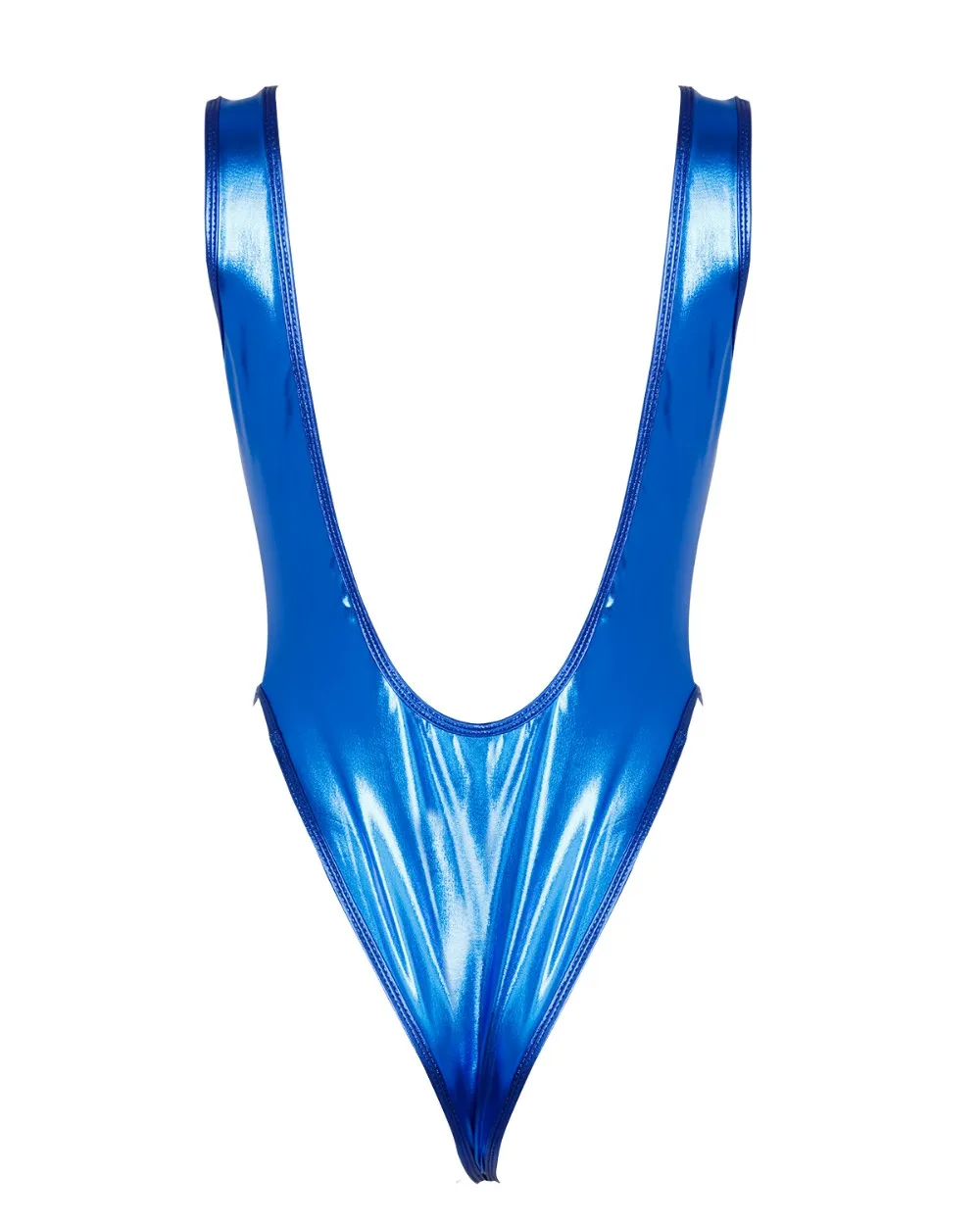 iEFiEL Womens Femme Sleeveless High Cut Sexy Bodycon Patent Leather Thong Gymnastics Leotard Night Clubwear Bodysuit Costumes pink bodysuit