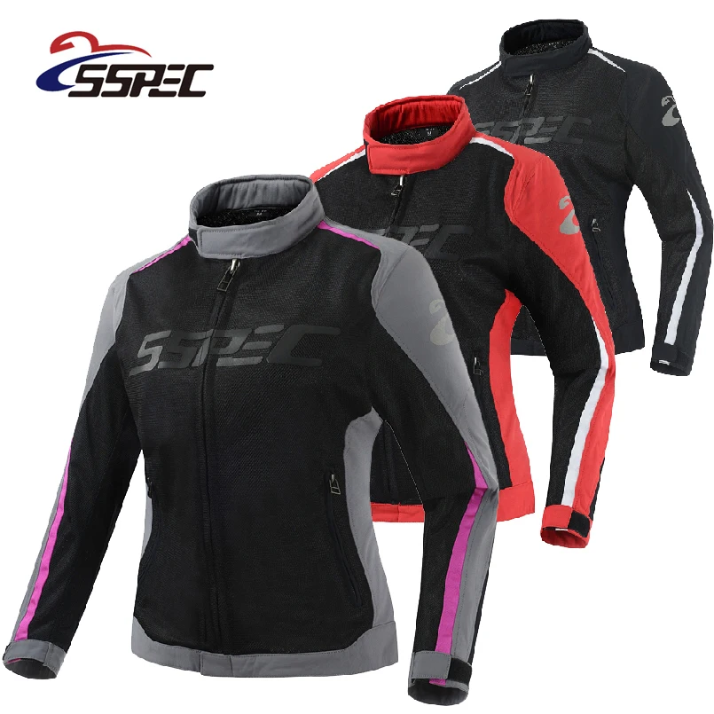 

Women Motocross Jacket Summer Motorcycle Jackets Breathable Mesh Riding Moto Protective Gear Racing Clothing 5pcs Protector Pads
