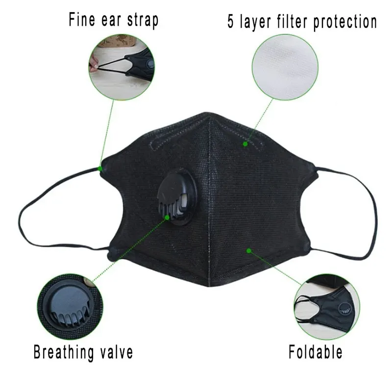 

1pc Anti-dust Mouth Mask With A Breathing Valve Activated Carbon Filter Respirator Mask Cotton PM2.5 Anti Haze Mask