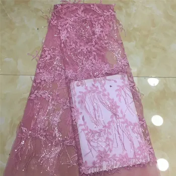 

Nigerian Laces Fabrics 2019 High Quality Tulle African Laces Fabric Wedding African French tassel lace for wedding dress x83-18