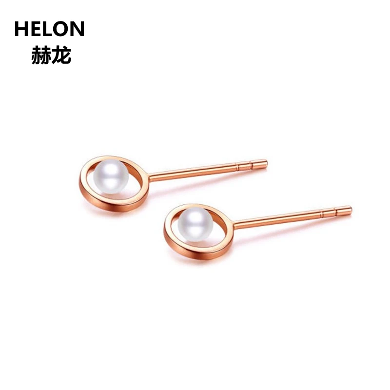 

Solid 14k Rose Gold Women Stud Earrings 3-3.5mm Freshwater Pearl Earrings Fine Jewelry Trendy Gift