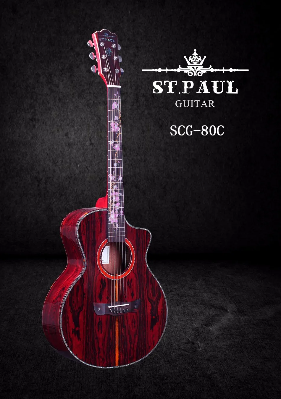 

S.T Paul SCG-80C 39 Inch cut way cocobolo acoustic guitar, acoustic electric guitar