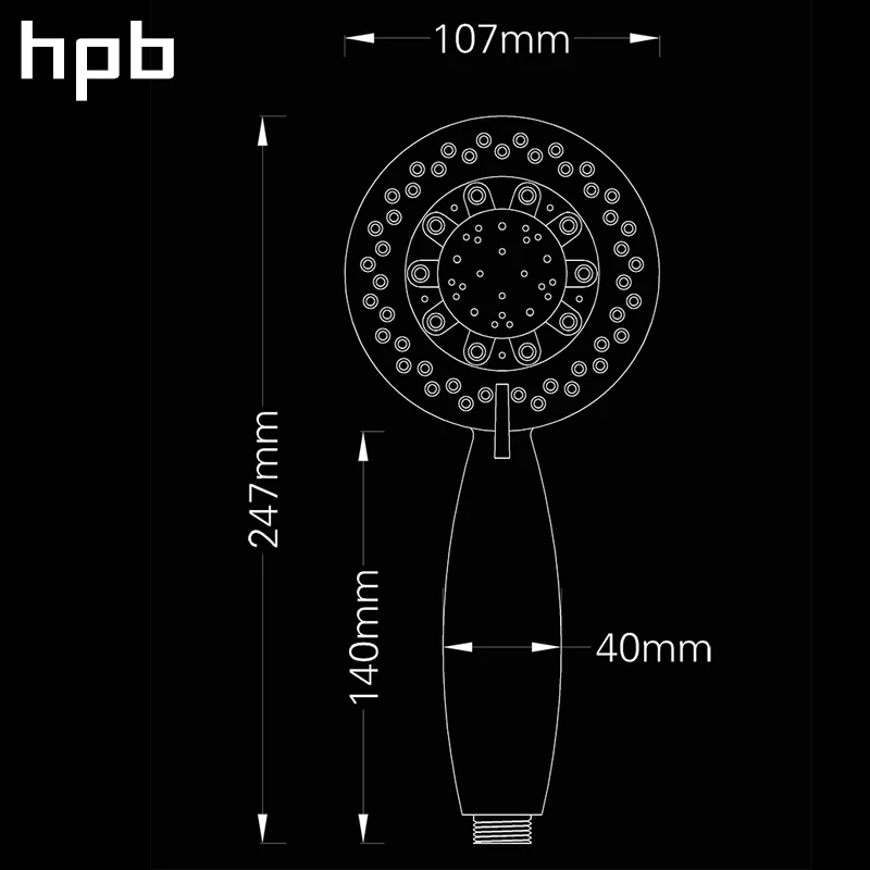 HPB семь функций для ванной ручной душ ABS хромированная отделка водосберегающая душевая головка высокого давления круглый ручной душ HP7106