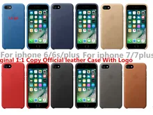 For iphone 7 case Leather Original Official With LOGO 1:1 Leather Case for iPhone 6 6S 7 Plus case Original Copy Back Cover