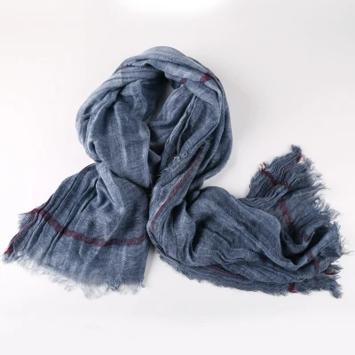Модный классический ретро клетчатый шарф, хлопковый льняной Женский Мужской осенний Многофункциональный мягкий теплый длинный шарф, разноцветные шарфы с кисточками - Цвет: demin blue