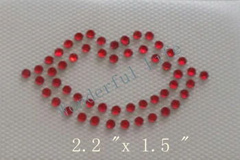 

Free shipping Lips Iron on Transfers Kiss Lips Bling Applique rhinestones motif