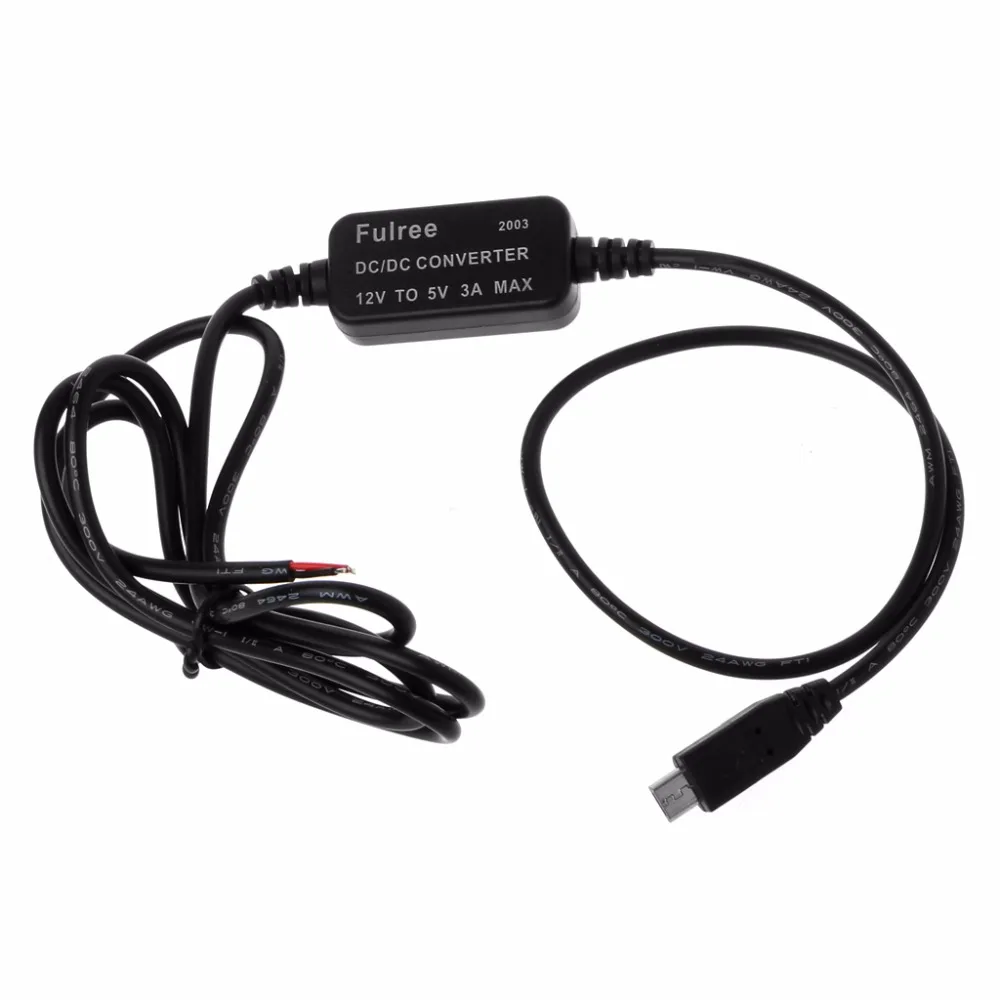 OOTDTY Auto Car Charger Micro USB Saída de 12 V para 5 V 3A Conversor de