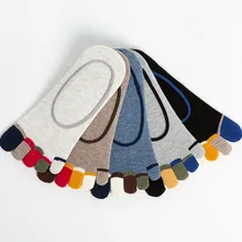 Brothock/мужские невидимые лодочки, носки для йоги, носки с пятью пальцами, цветные носки с острым носком, носки для йоги с закрытым носком, силиконовые Нескользящие носки