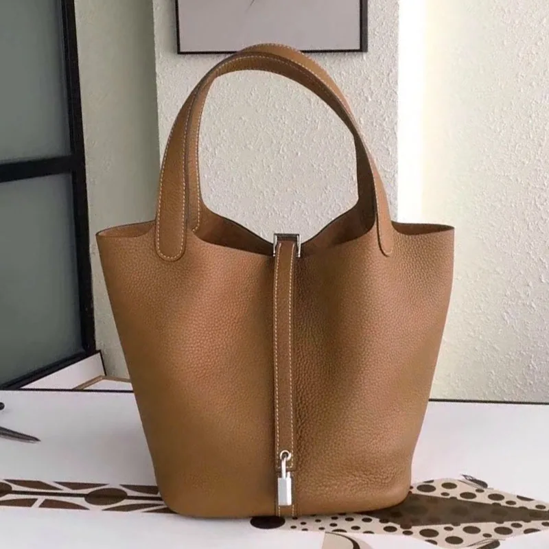 

Top quality luxury leather handbag women togo real leather designer purse famous brand Picotin Lock bucket bags tote bag