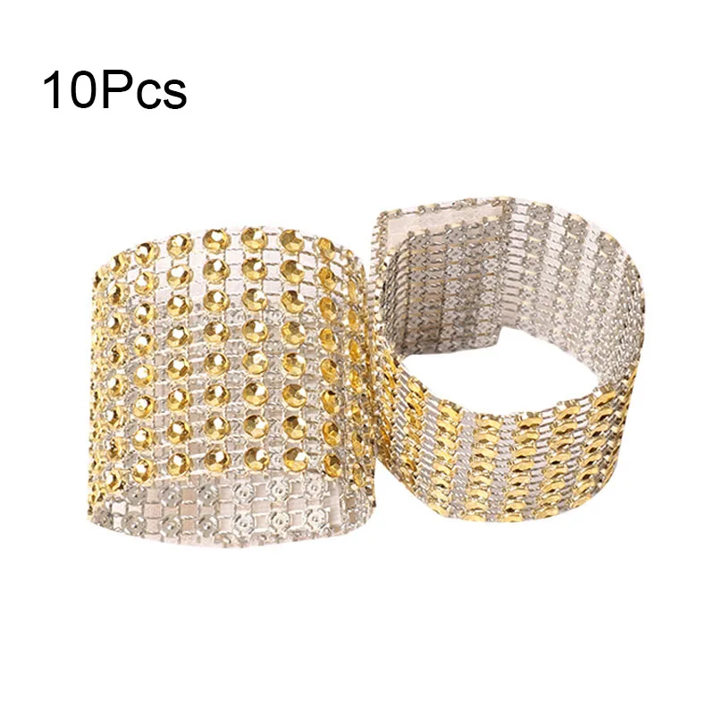 10pcs Diamond Napkin Rings for Wedding Party Holders Rhinestone Chair Sashes Dinner Banquet hotel Table Decoration 7D | Дом и сад