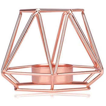 

2Pcs 3D Geometric Candle Holders Tea Light Pillar Holders Stands Succulent Pot Wedding Centerpieces Rose Gold