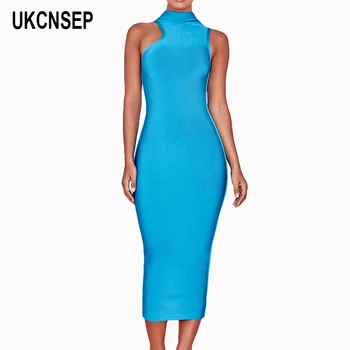 

2020 New Summer Dress Women Sexy Bodycon Bandage Dress Sleeveless High Neck Elegant Cocktail Party Dress Vestidos Women Dress