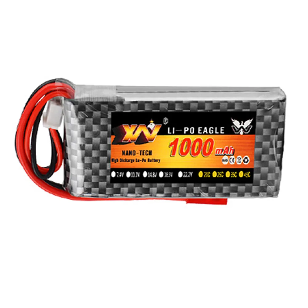 XW 7,4 V 11,1 V 14,8 V 22,2 V 1000mAh 70C 2S 3s 4S 6s перезаряжаемая Lipo батарея JST разъем для радиоуправляемого вертолета квадрокоптера