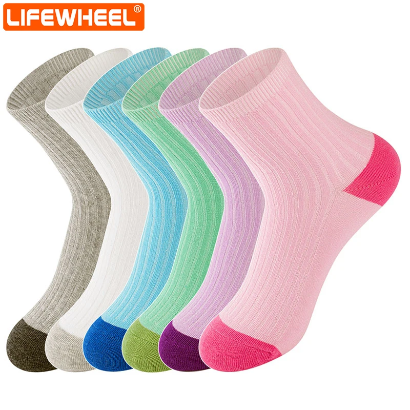 

LifeWheel Cotton Sock Cute Breathable Deodorant Running mountaineering Riding Child Kids Boy Girl Student Socks 6 Pair/Lot