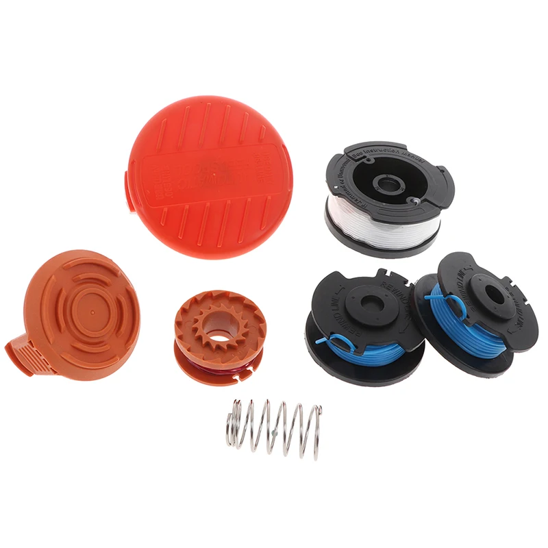 

1set Lawn Mower Replacement Kits Grass String Trimmer Spool Line Cap Cover With Spring Fit For Black+decker Worx Ryobi Greenwork