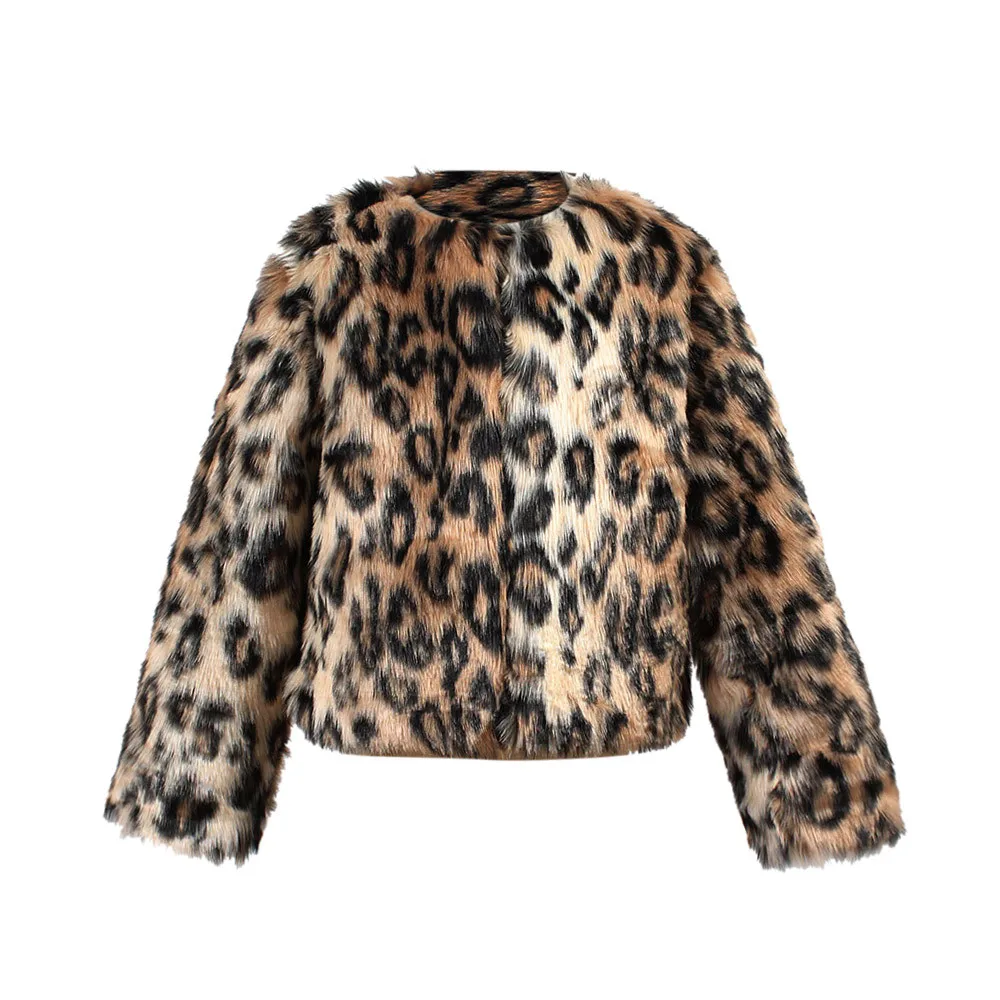 

baby girl boys clothes Children coat jackets Fashion feminine coat Kids Faux Fur winter Leopard print Jacket Thick Warm Outwear