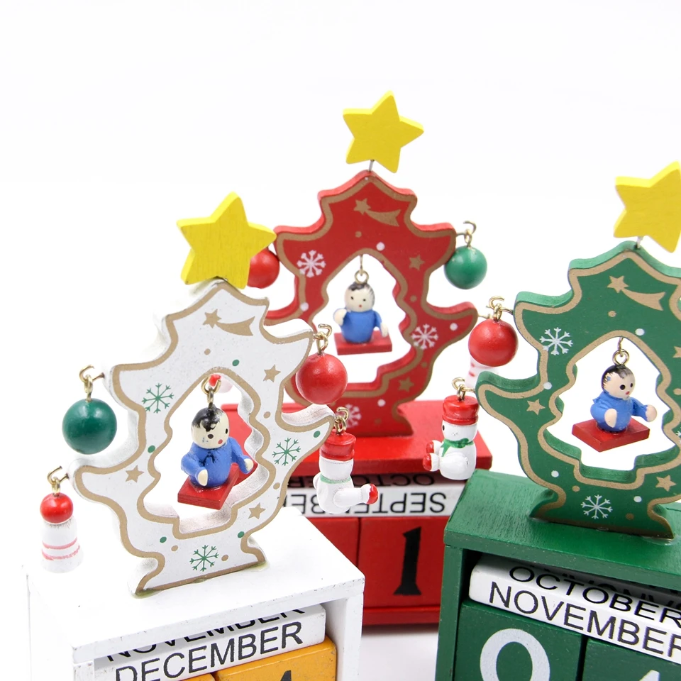 1 шт. креативный Рождественский календарь настольные подарки игрушки украшения деревянный материал украшения олень Снеговик Санта Клаус Адвент календари